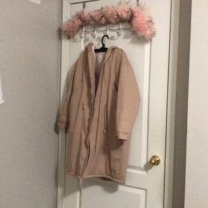 Oversized Pink Winter Coat W/ Reattaching Fur